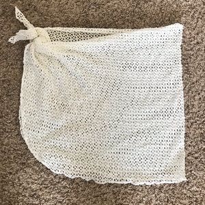 White mesh, side tie, swim suit cover up